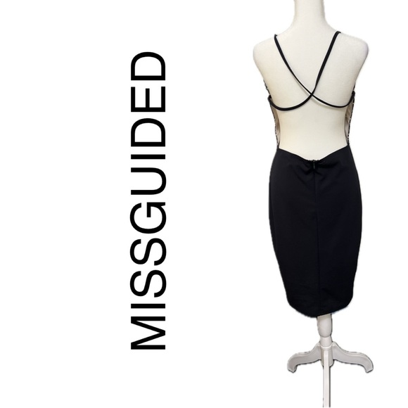 MISSGUIDED DRESS NAVY SIZE:14. BUST:15.5” WAIST:15” - Picture 3 of 13